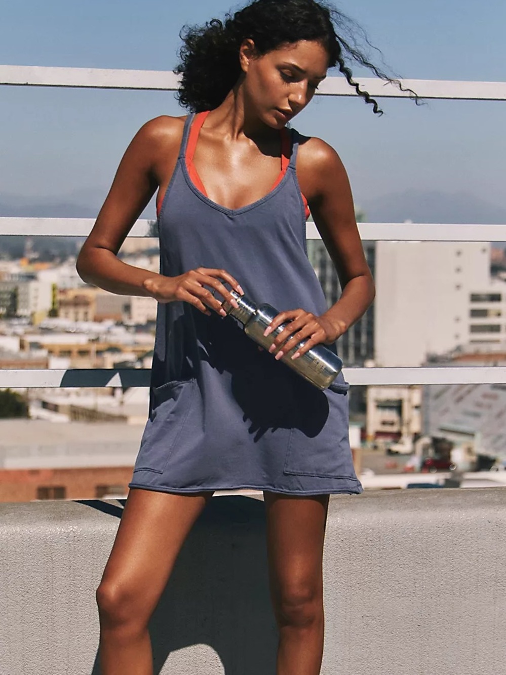 Free People Hot Shot Mini Dress - Blue Indigo